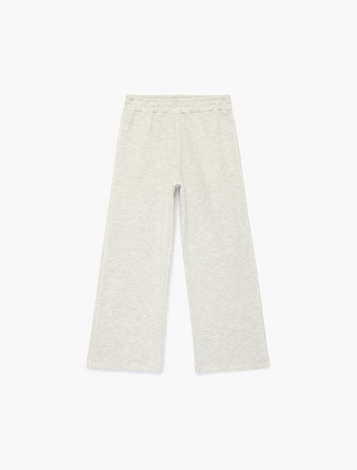 Kız Çocuk Beli Lastikli Rahat Kalıp Geniş Paça Basic Eşofman Altı