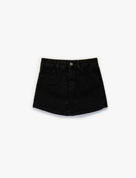 Pamuklu Slim Fit Cepli Denim Şort Etek