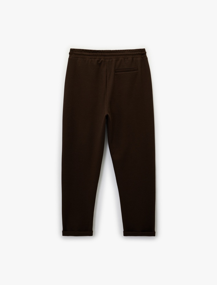  Duble Paça Cepli Beli Bağcıklı Eşofman Altı