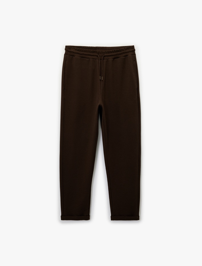  Duble Paça Cepli Beli Bağcıklı Eşofman Altı