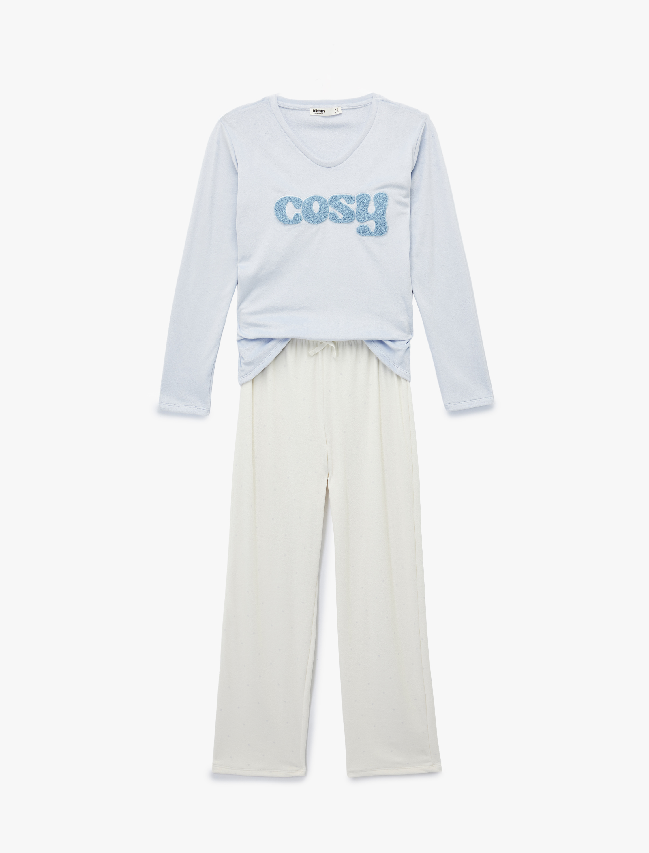   Uzun Kollu Bisiklet Yaka Rahat Kesim Pijama Takımı