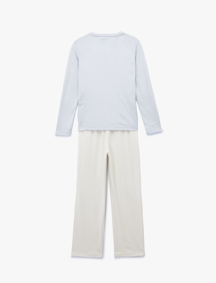  Uzun Kollu Bisiklet Yaka Rahat Kesim Pijama Takımı