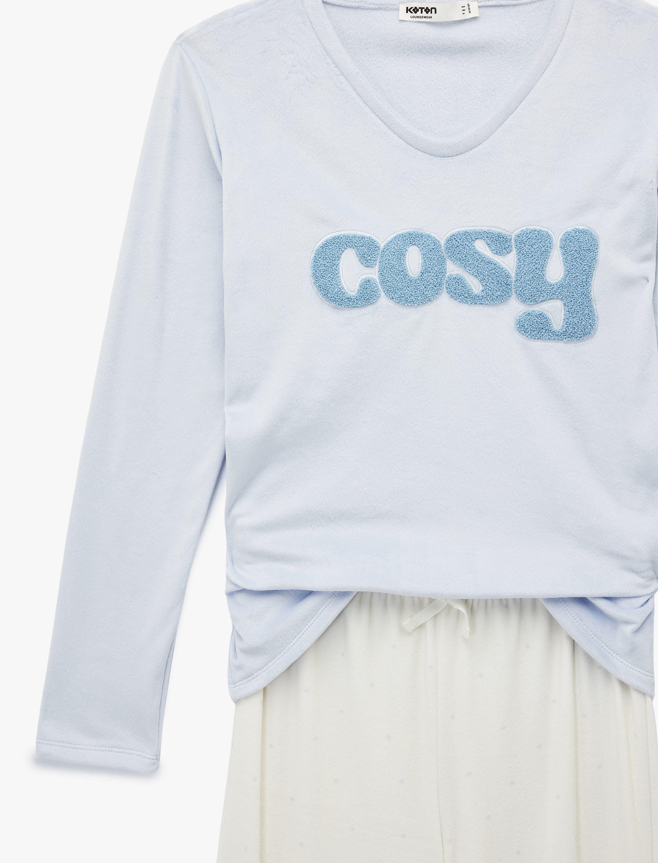   Uzun Kollu Bisiklet Yaka Rahat Kesim Pijama Takımı