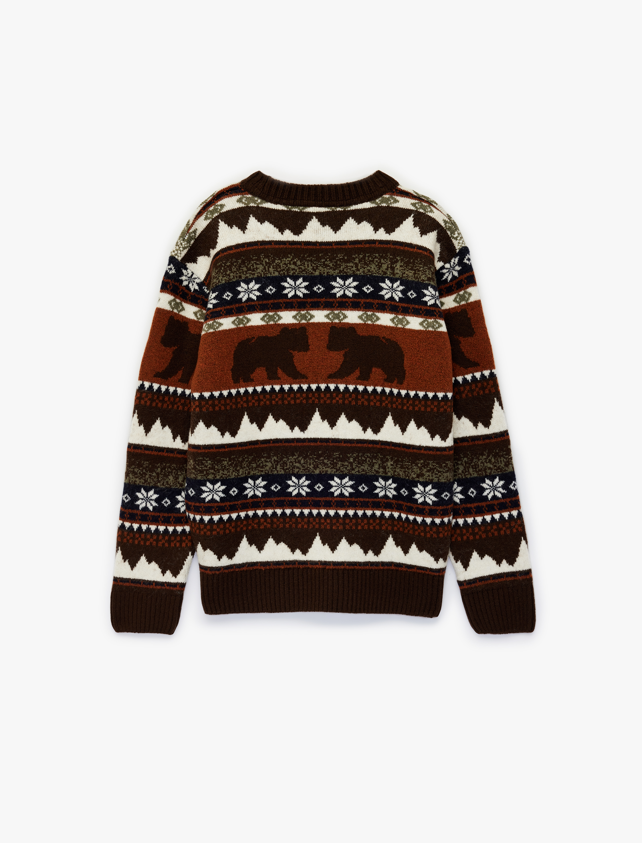  Erkek Çocuk Uzun Kollu Bisiklet Yaka Desenli Triko Kazak