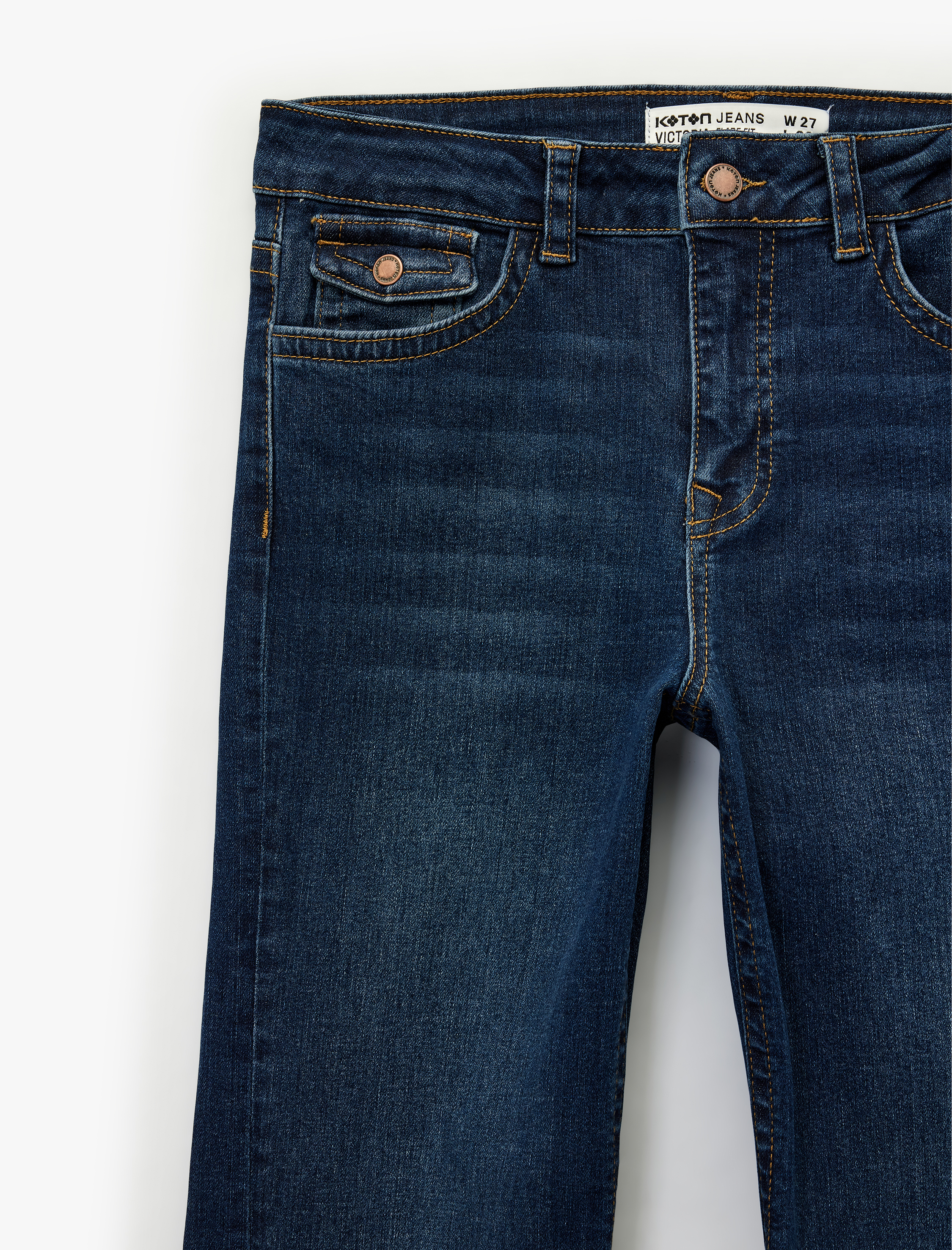   Düğmeli Cepli Slim Fit Düşük Bel İspanyol Paça Jean Pantolon - Flare Jeans