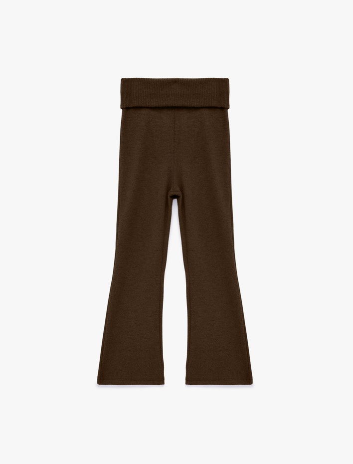 Kız Çocuk Viskon Karışımlı Slim Fit İspanyol Paça Pantolon