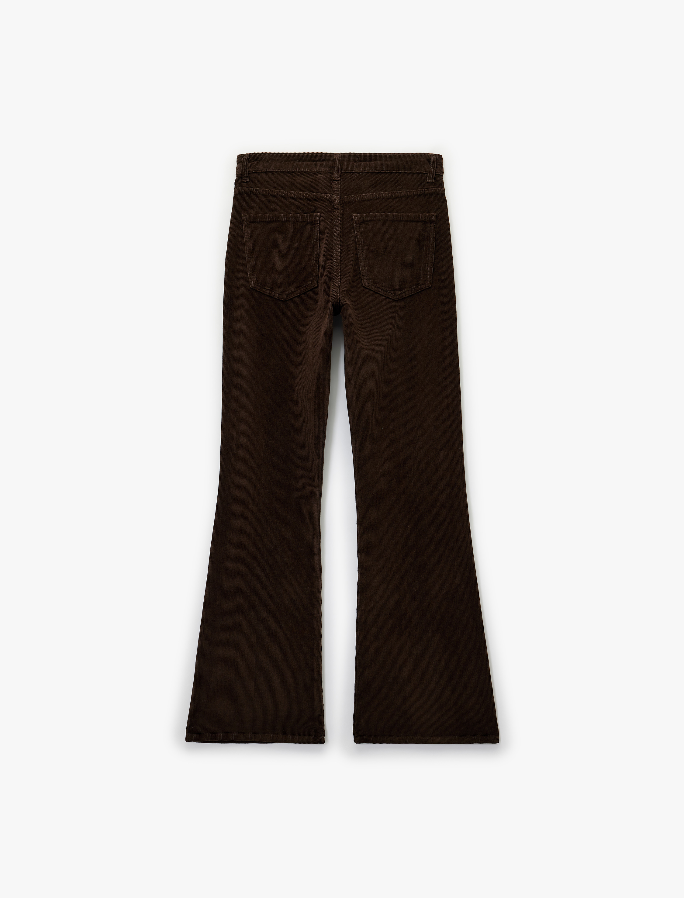   Dar Kesim Düğmeli Cepli İspanyol Paça Kadife Pantolon - Flare Jeans