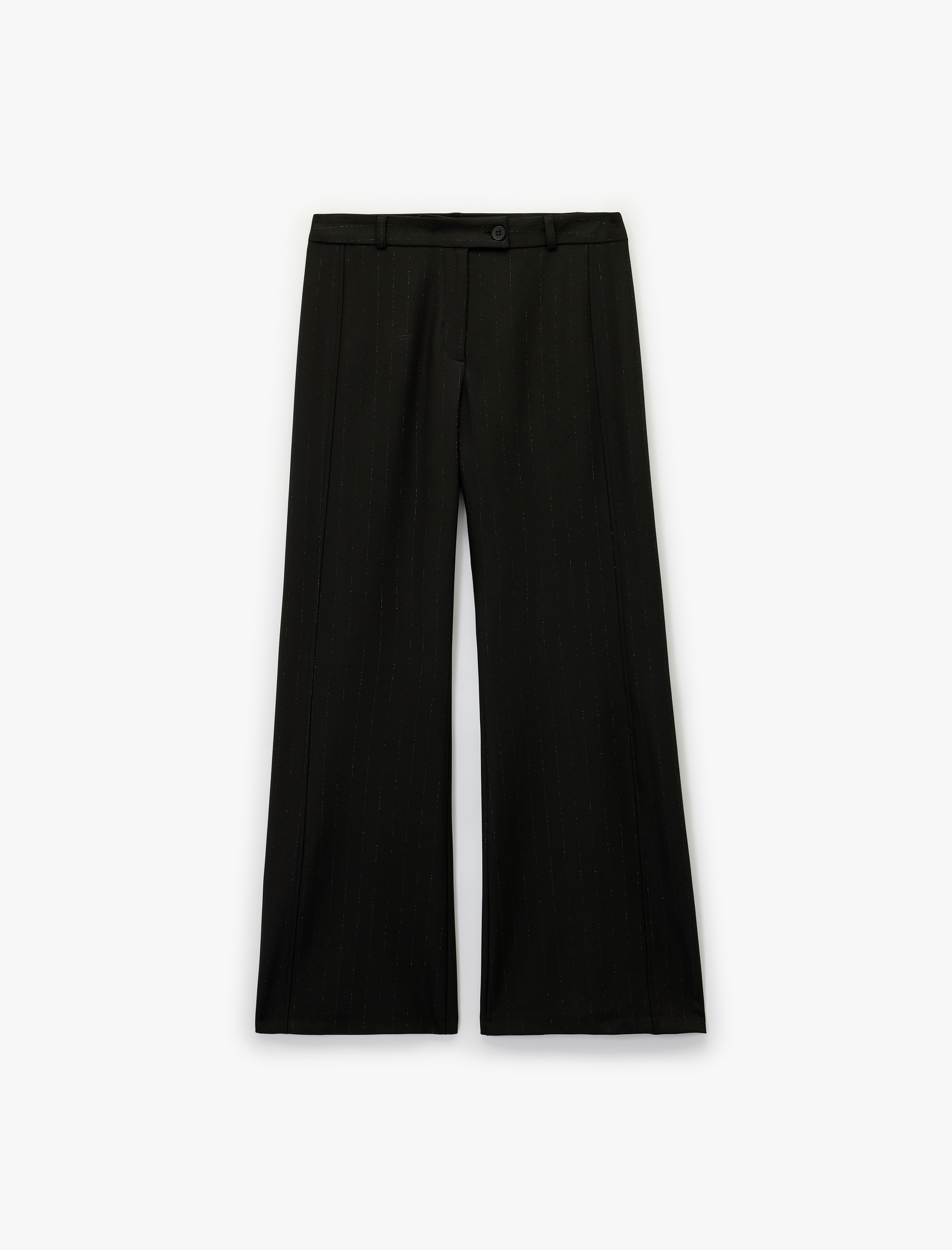   Cepli Çizgili Parıltılı Geniş Paça Kumaş Pantolon