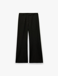 Cepli Çizgili Parıltılı Geniş Paça Kumaş Pantolon