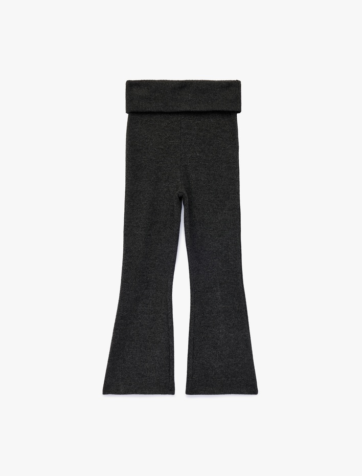 Kız Çocuk Viskon Karışımlı Slim Fit İspanyol Paça Pantolon