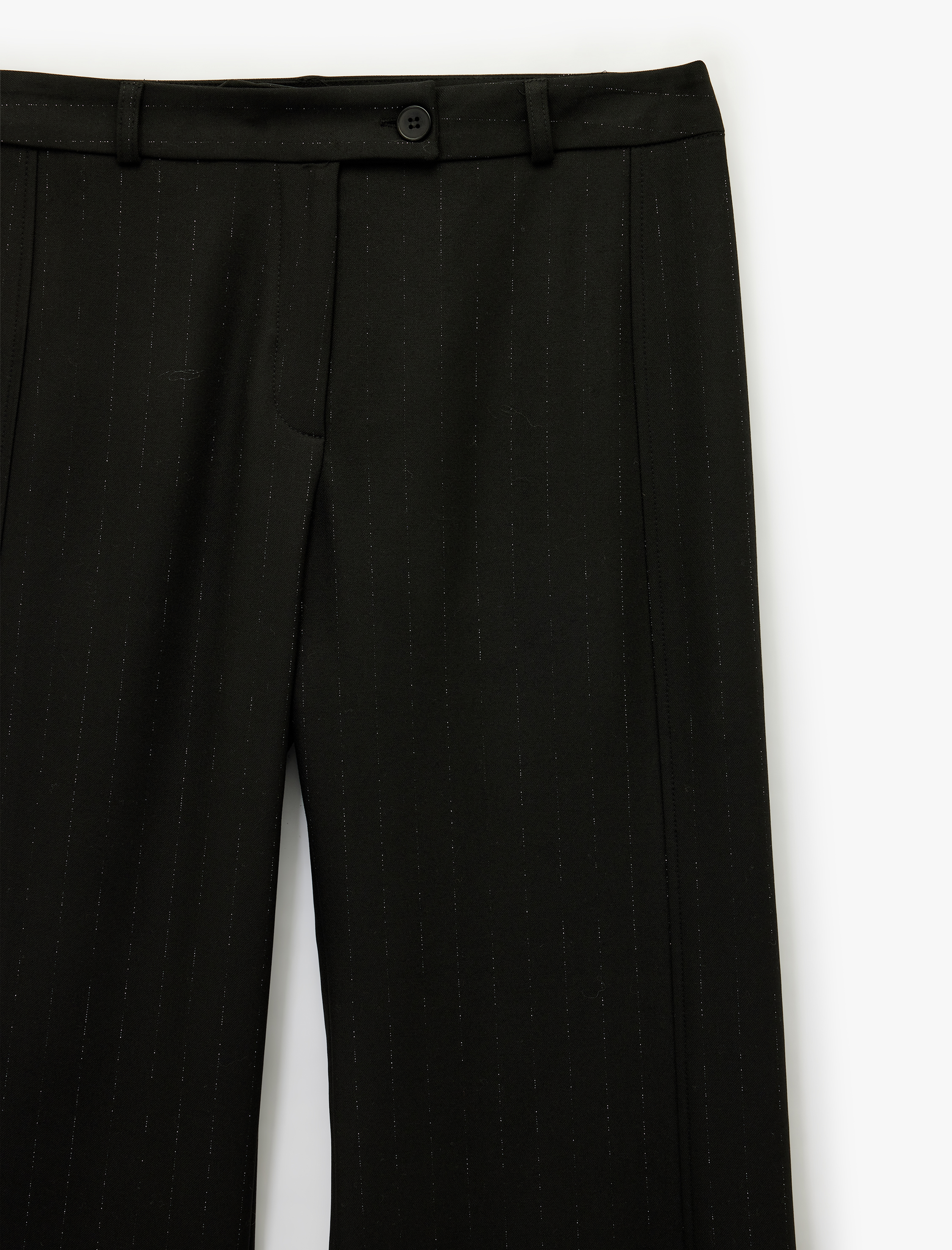   Cepli Çizgili Parıltılı Geniş Paça Kumaş Pantolon