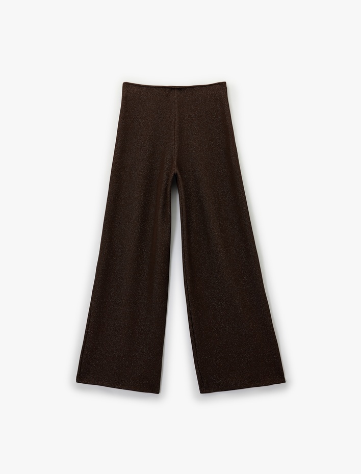  Koton X Şahika Ercümen - Regular Fit Işıltılı Uzun Geniş Paça Pantolon