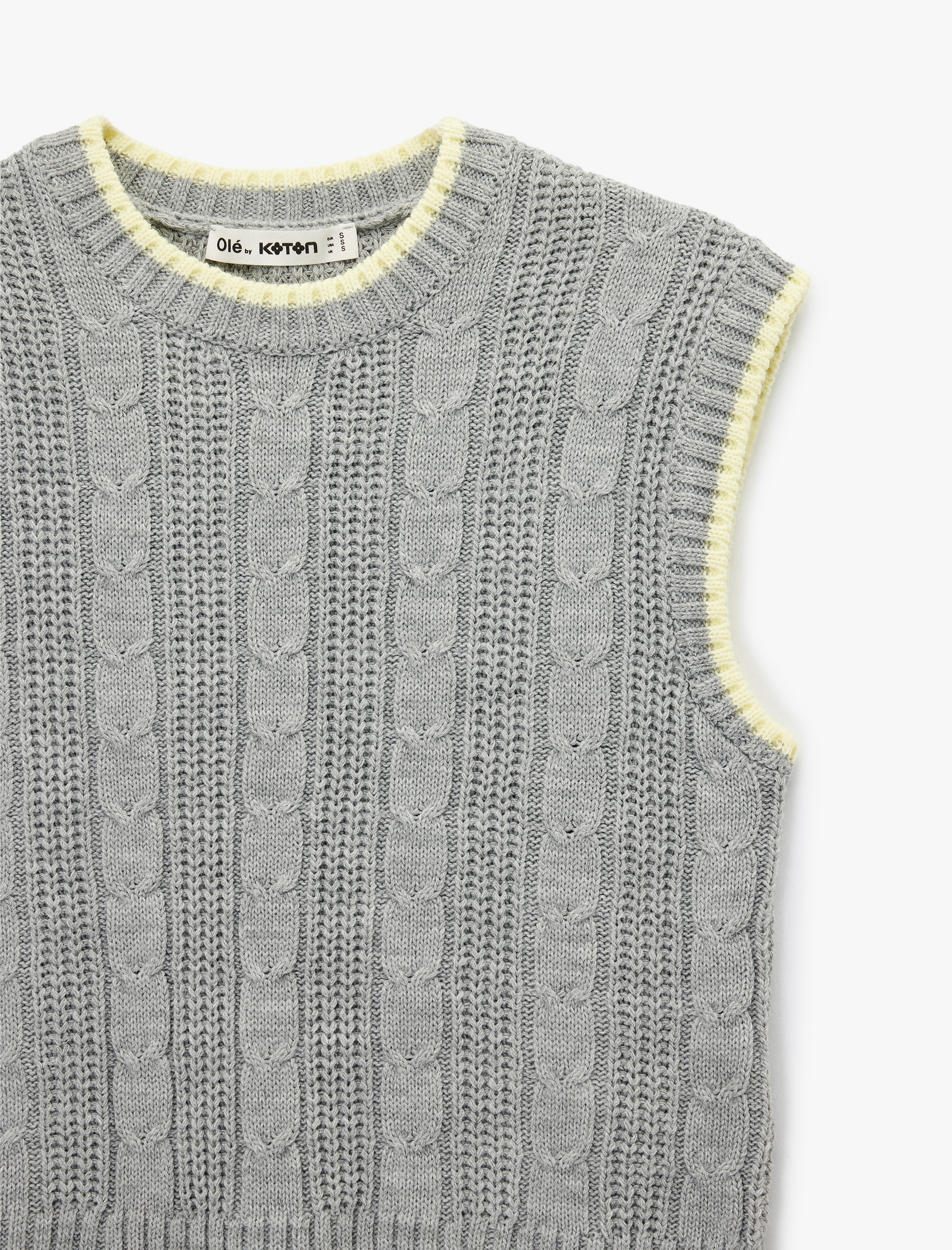   Kolsuz Biyeli Bisiklet Yaka Saç Örgüsü Dokulu Süveter