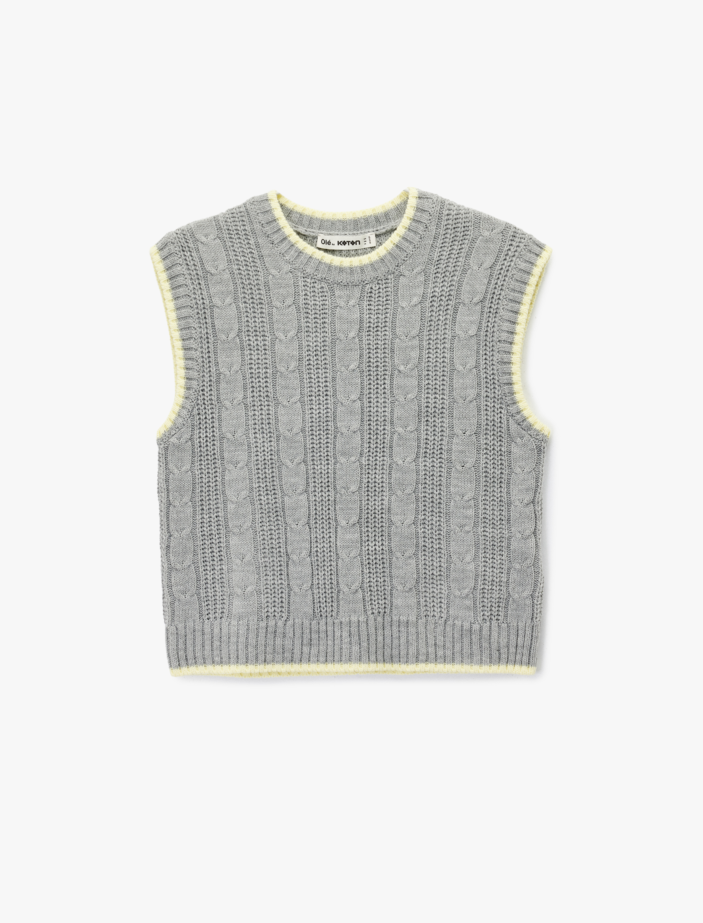   Kolsuz Biyeli Bisiklet Yaka Saç Örgüsü Dokulu Süveter