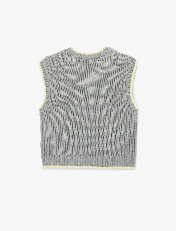  Kolsuz Biyeli Bisiklet Yaka Saç Örgüsü Dokulu Süveter