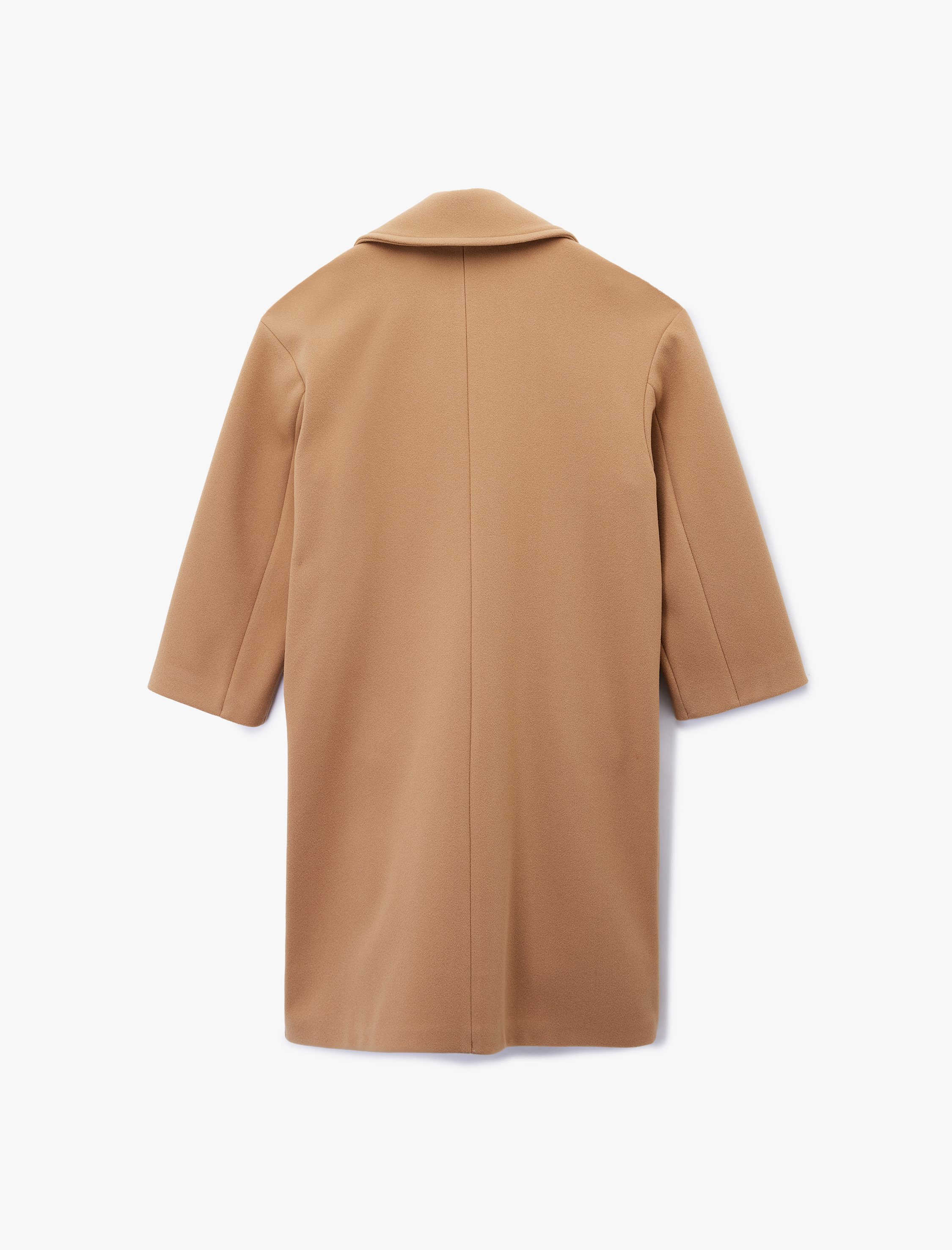   Cepli Uzun Kollu Düğmeli Kruvaze Uzun Kaşe Kaban