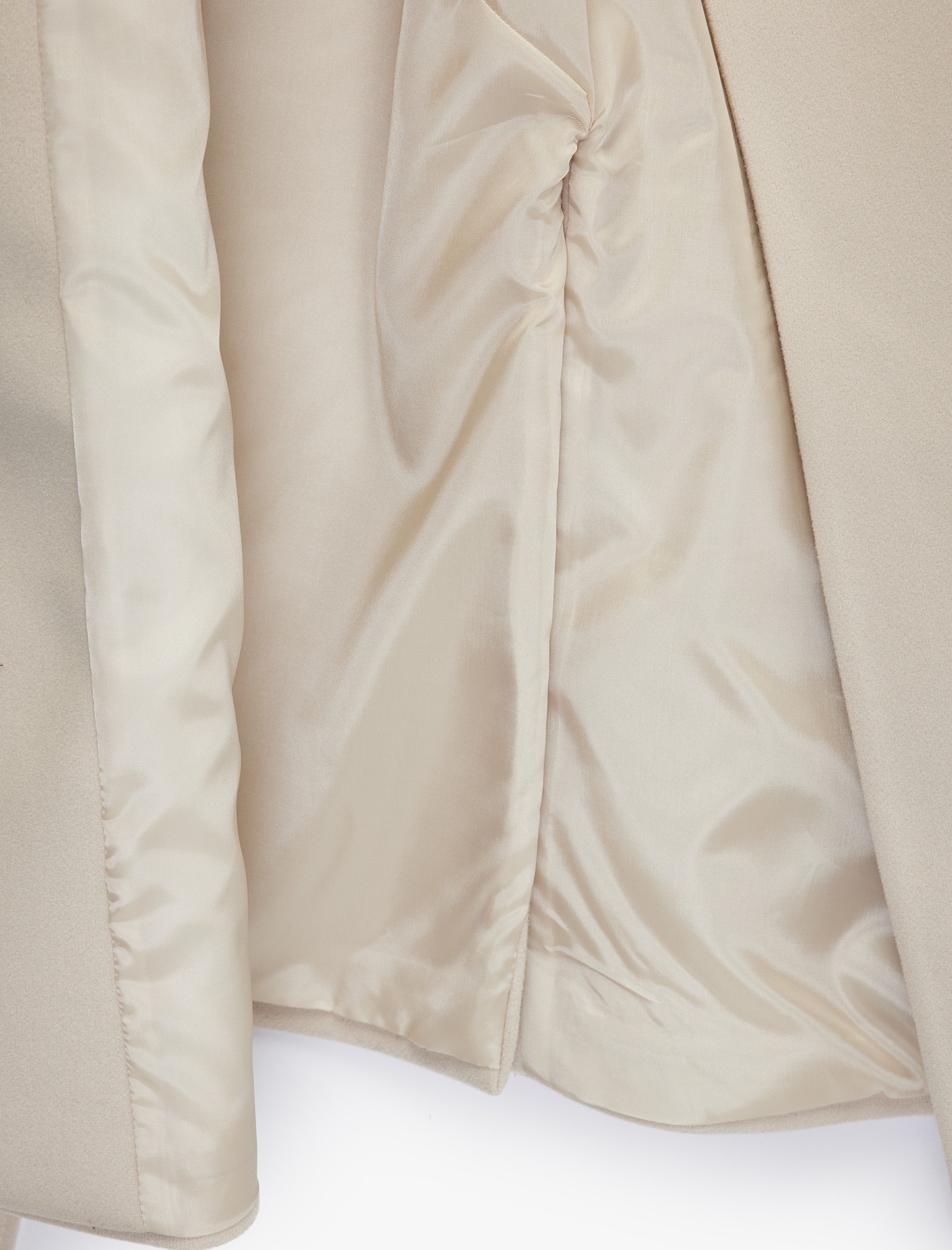   Uzun Kollu Cepli Düğmeli Kemerli Uzun Kruvaze Kaşe Kaban