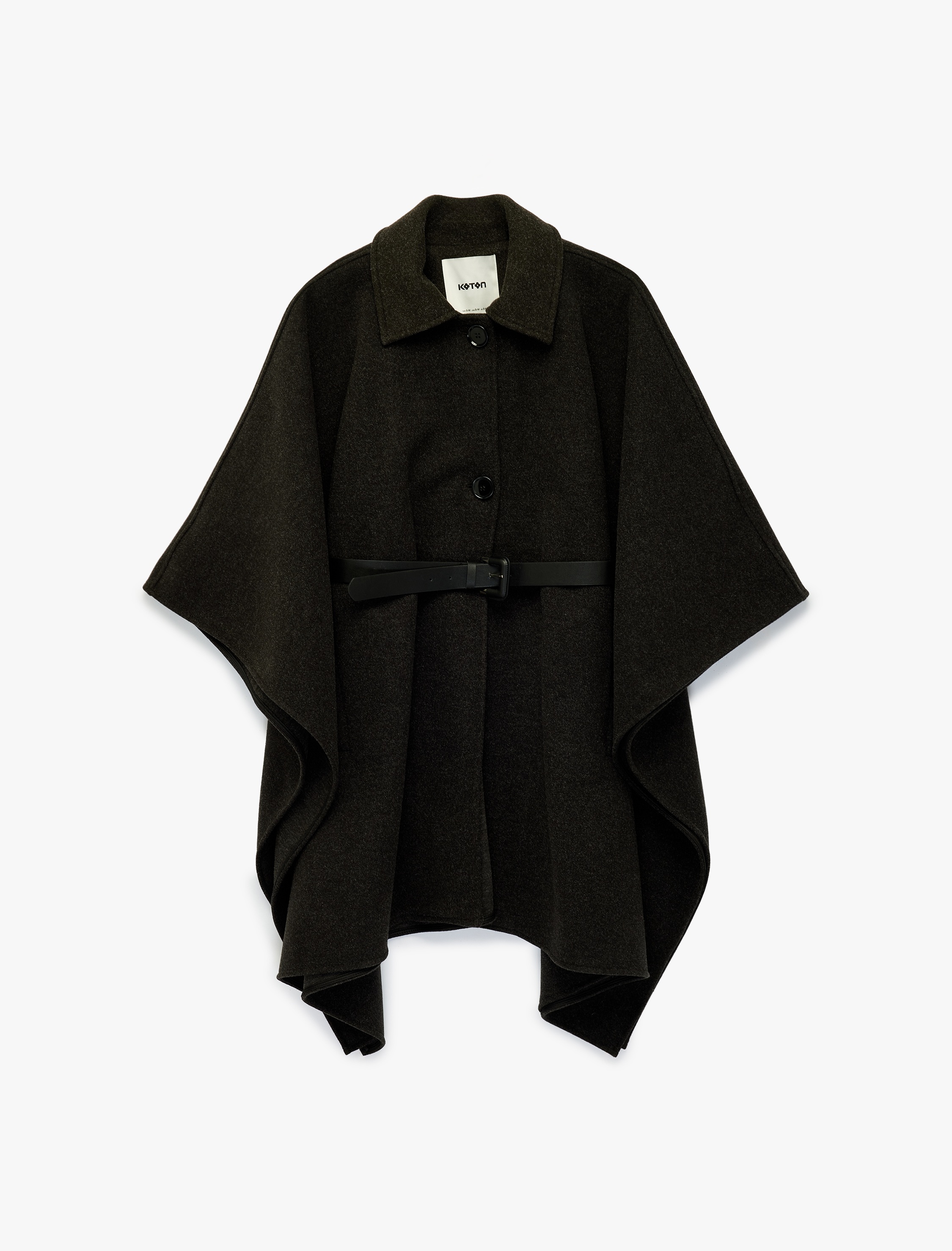   Pelerin Kaban Kemerli Oversize Kaşe