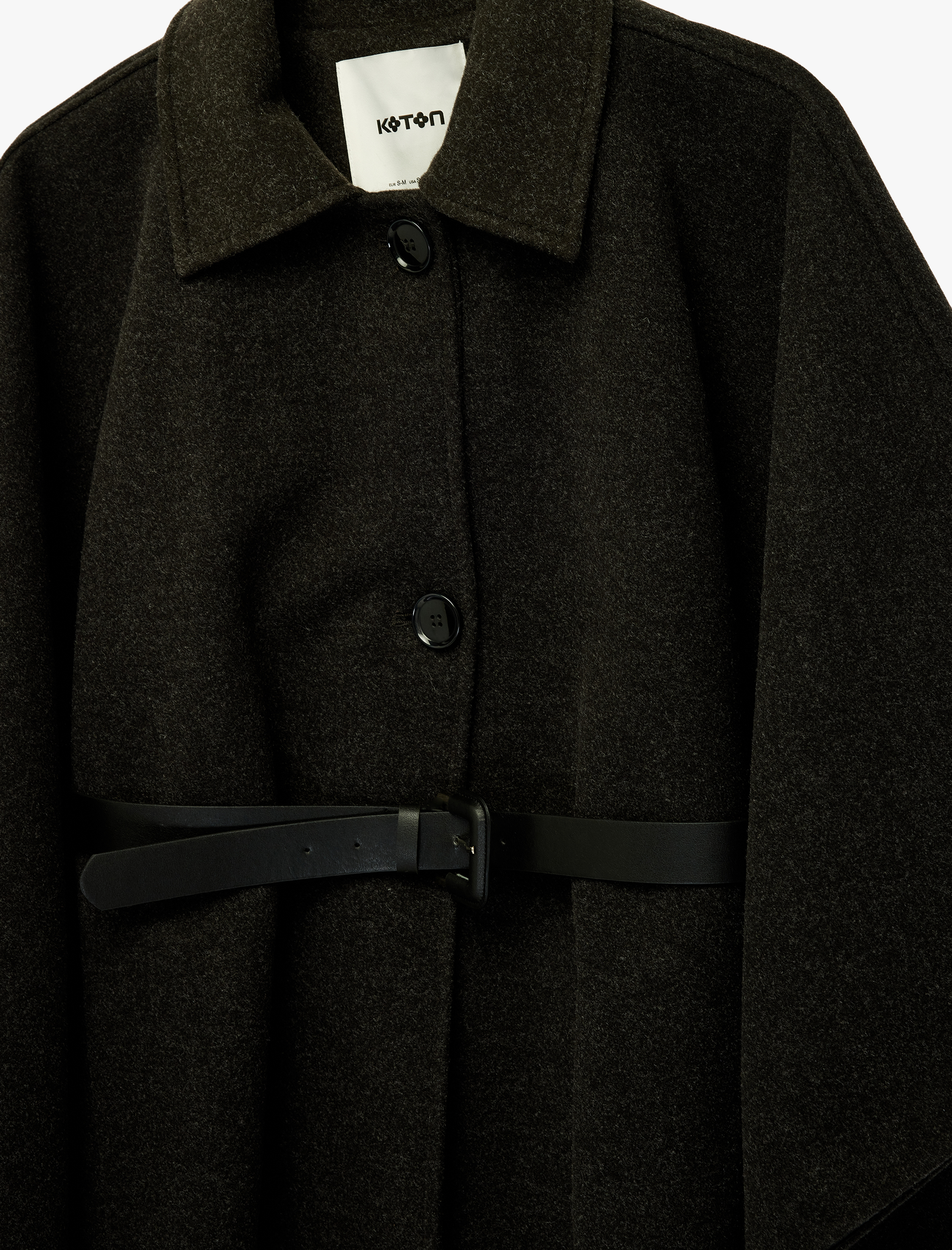   Pelerin Kaban Kemerli Oversize Kaşe