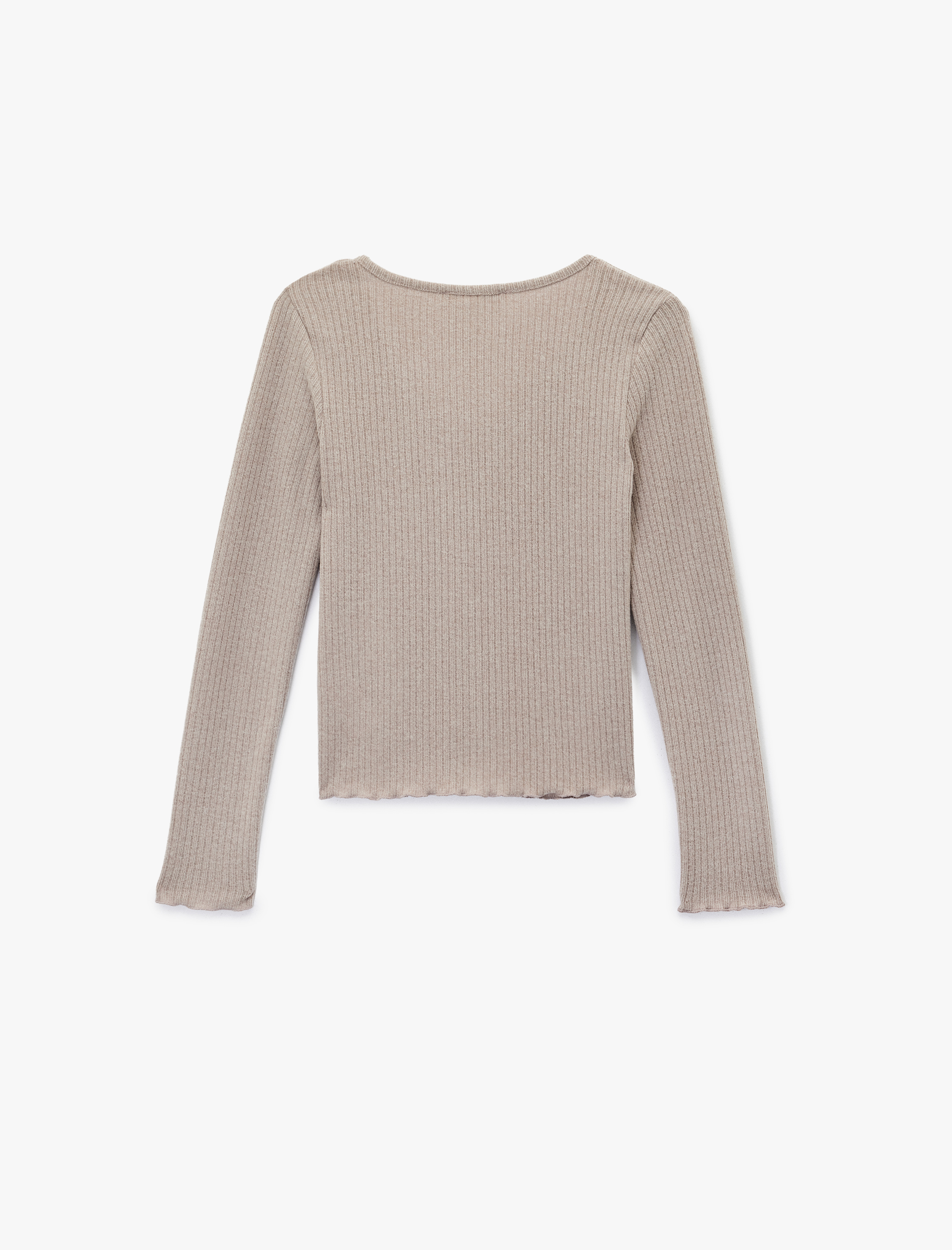   V Yaka Uzun Kollu Düğmeli Triko Pijama Üstü