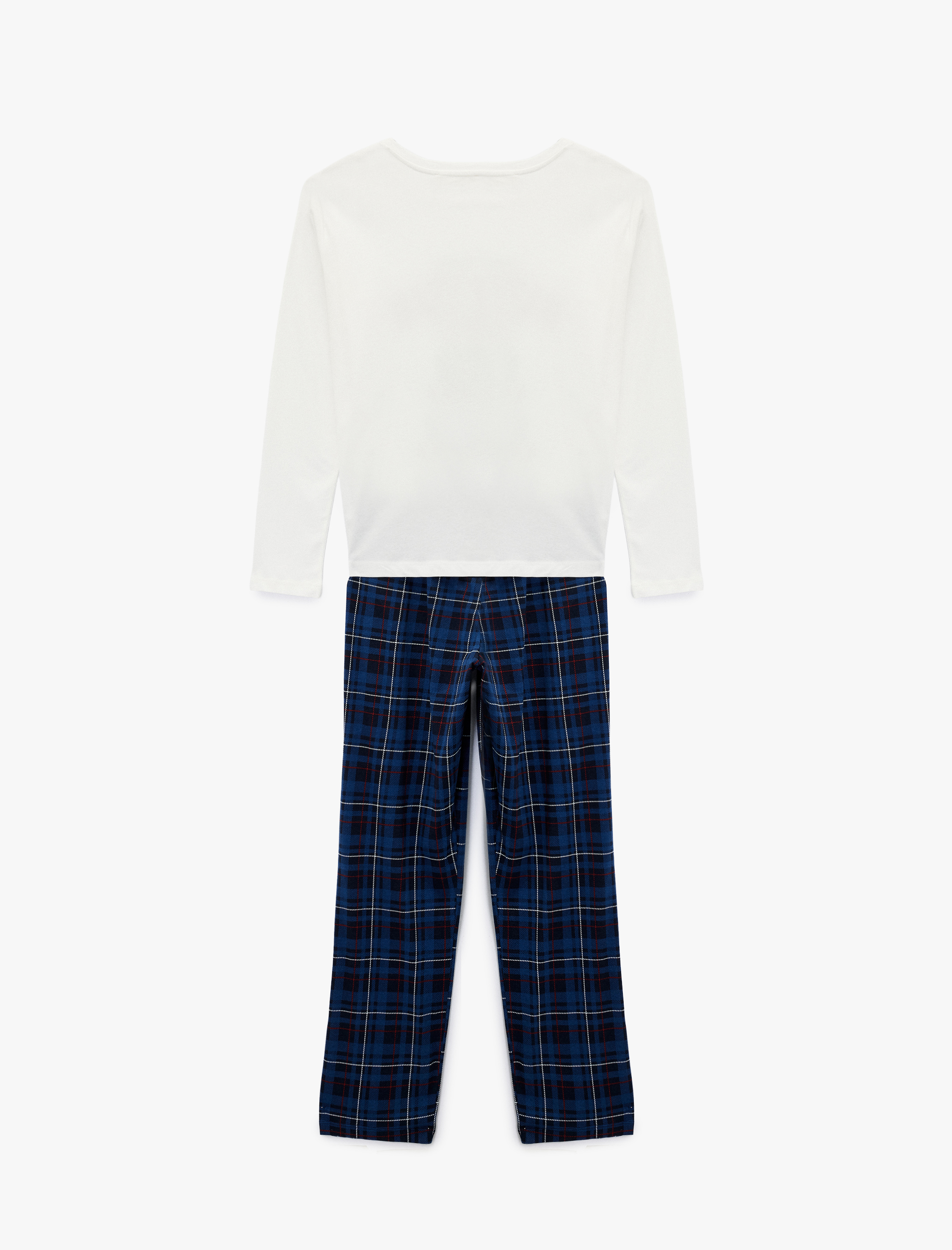   Pamuklu Uzun Kollu Bisiklet Yaka Yılbaşı Temalı Pijama Takımı