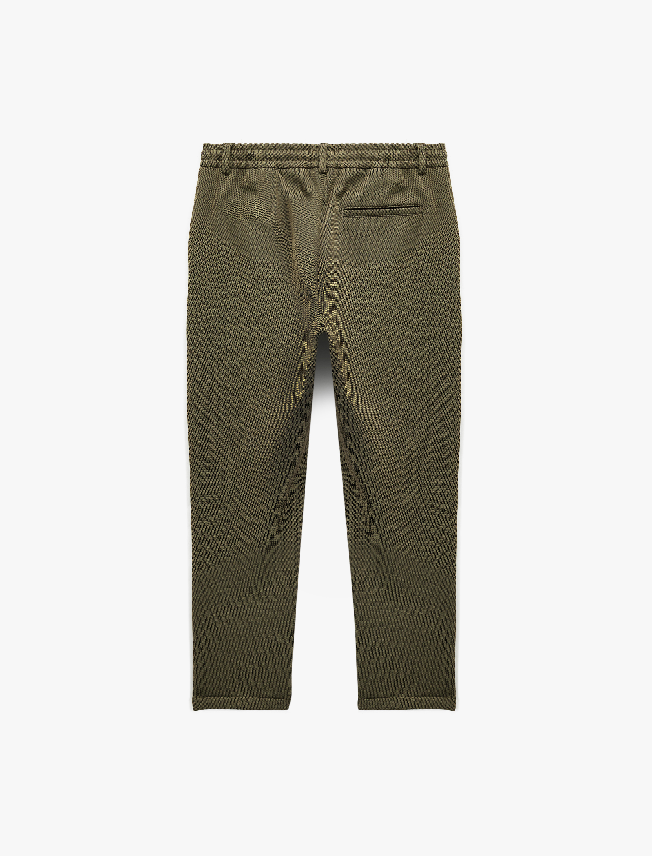   Beli Bağcıklı Düğmeli Pike Kumaş Cep Detaylı Duble Paça Slim Fit Pantolon