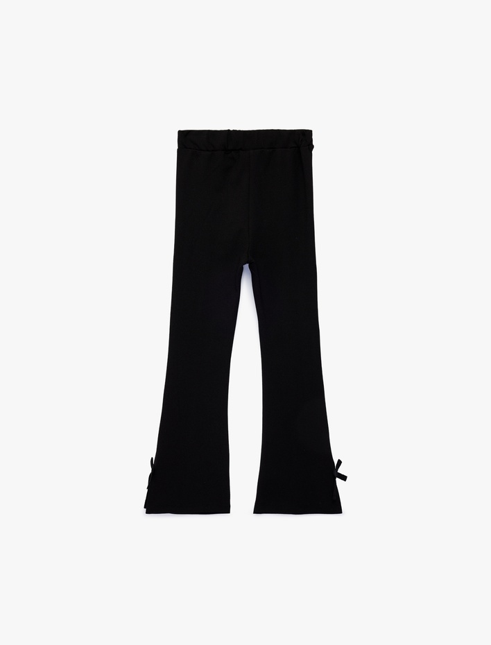 Kız Bebek Viskon Karışımlı Beli Lastikli Fiyonk Detaylı İspanyol Paça Tayt