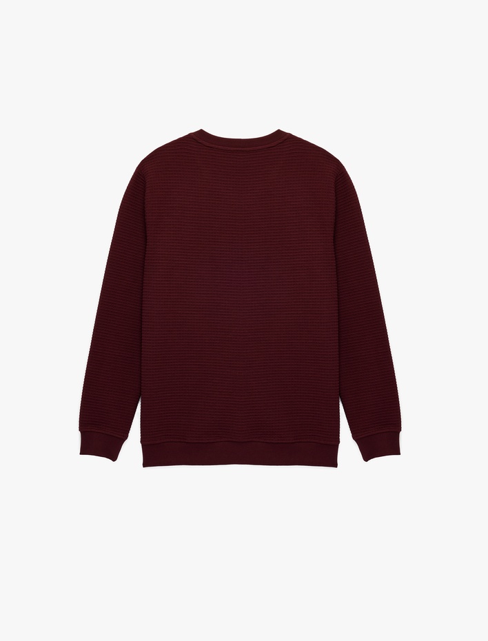  Regular Fit Uzun Kollu Dokulu Bisiklet Yaka Sweatshirt