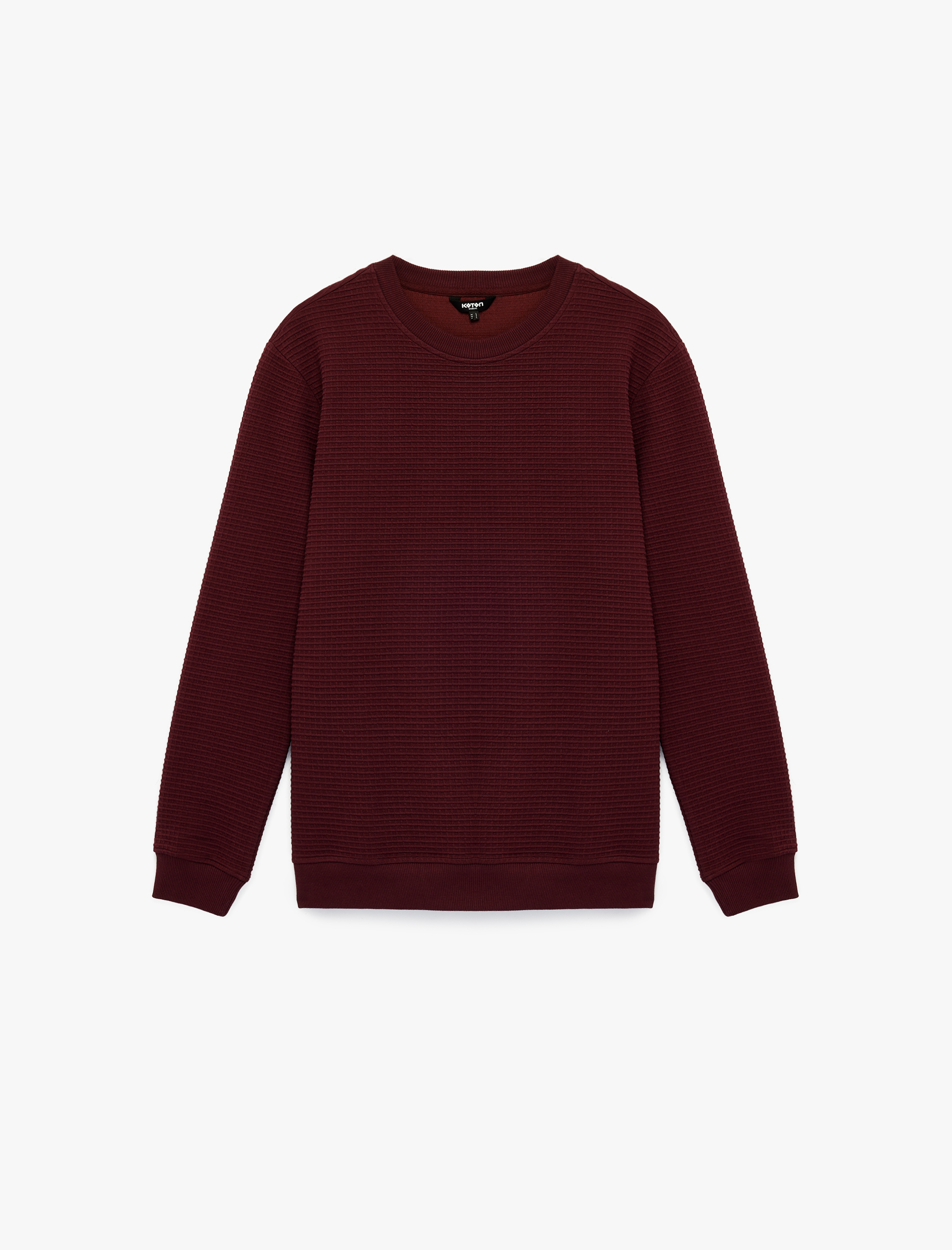   Regular Fit Uzun Kollu Dokulu Bisiklet Yaka Sweatshirt