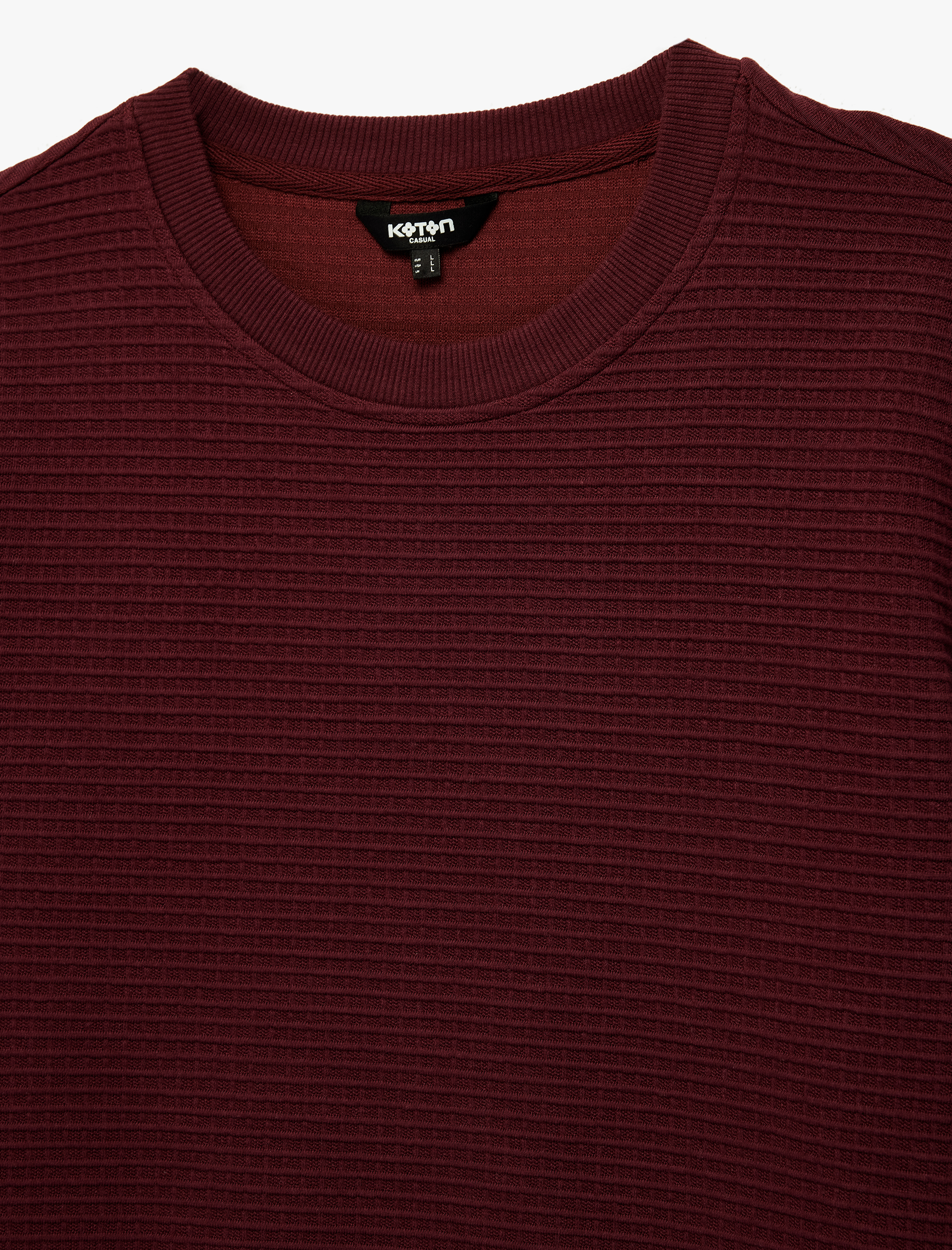   Regular Fit Uzun Kollu Dokulu Bisiklet Yaka Sweatshirt