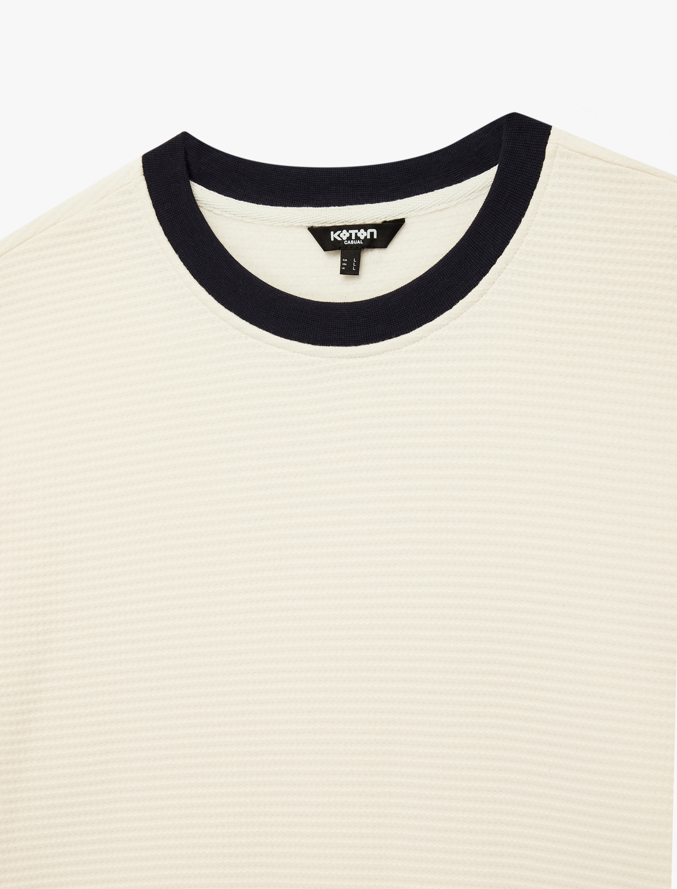   Uzun Kollu Pamuklu Renk Kontrastlı Bisiklet Yaka Sweatshirt