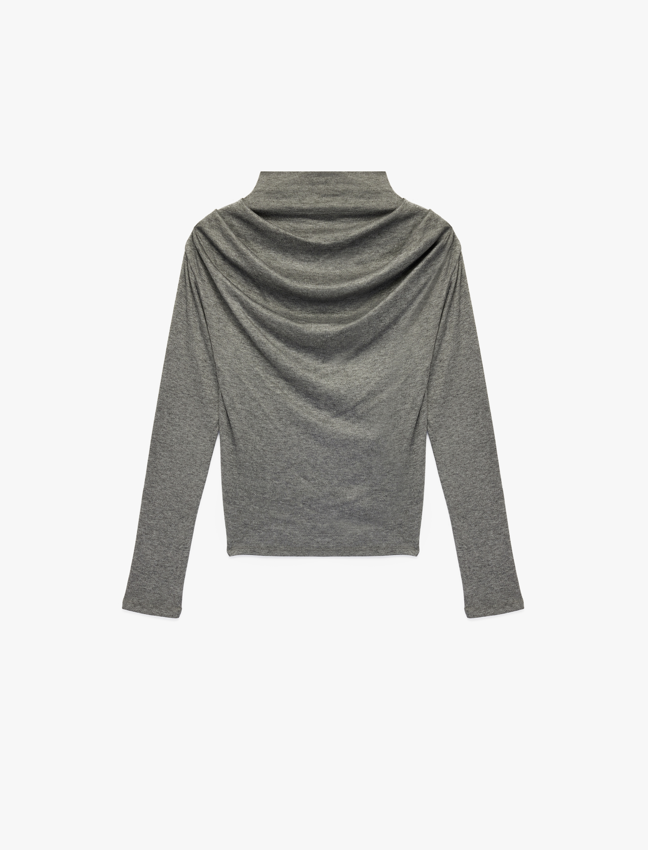   Koton X Şahika Ercüment - Uzun Kollu Dik Dökümlü Geniş Yaka Drapeli Tişört