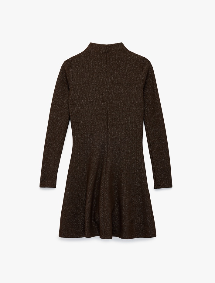  Koton X Şahika Ercüment - Uzun Kollu Dik Yaka Volümlü Parıltılı Mini Elbise