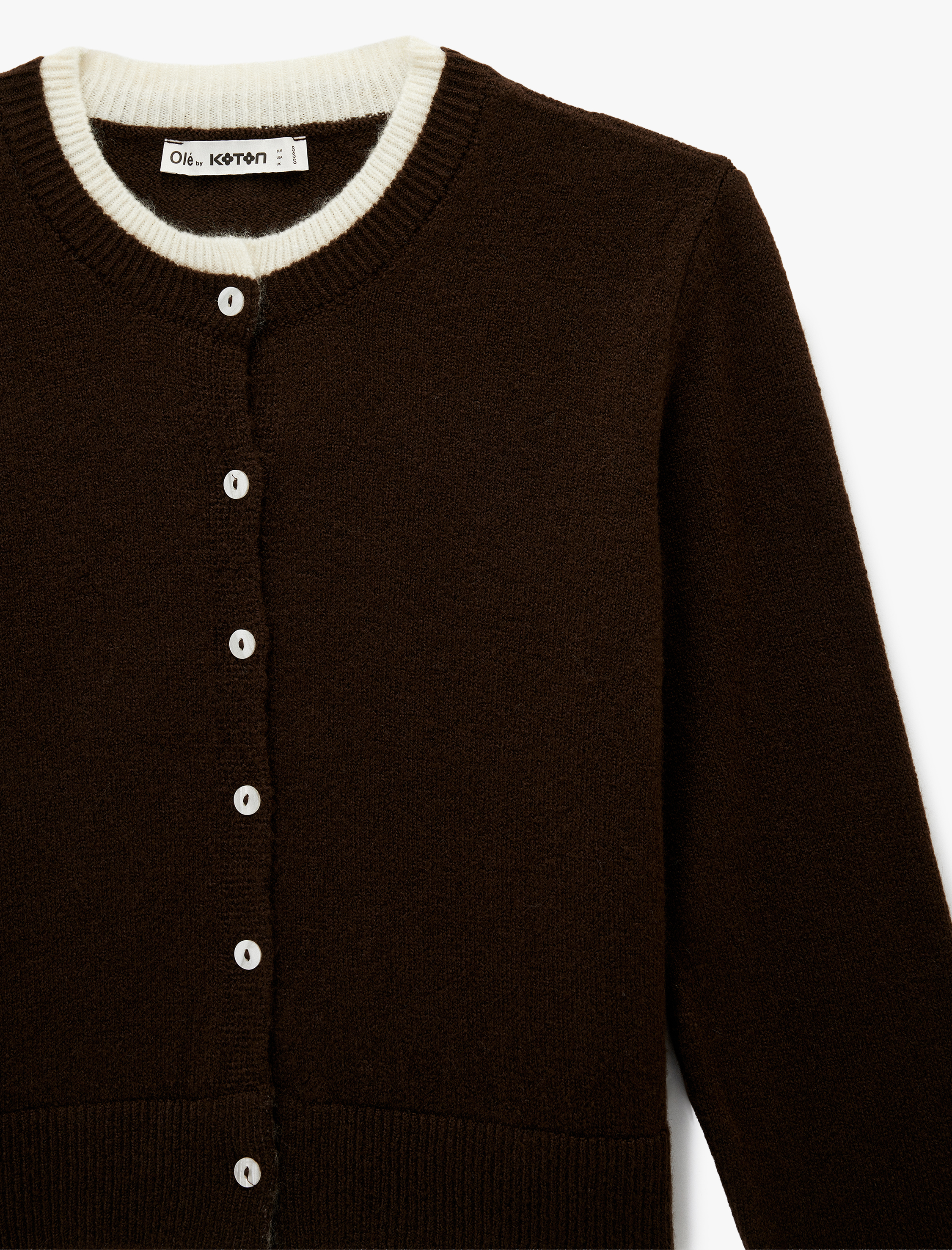   Bisiklet Yaka Düğmeli Biyeli Triko Hırka