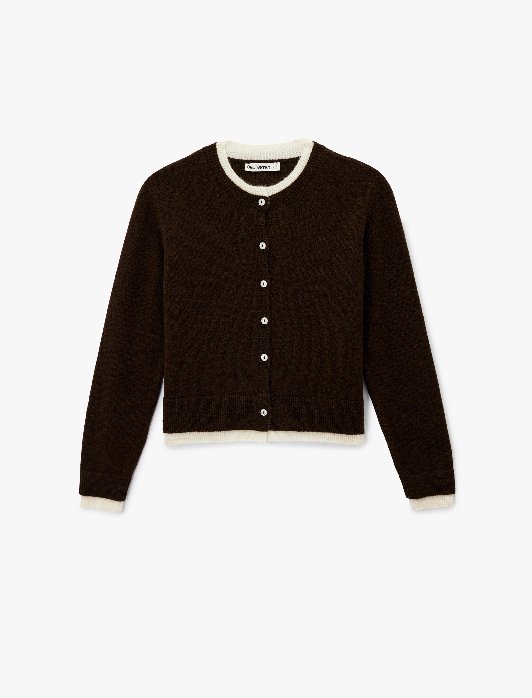   Bisiklet Yaka Düğmeli Biyeli Triko Hırka