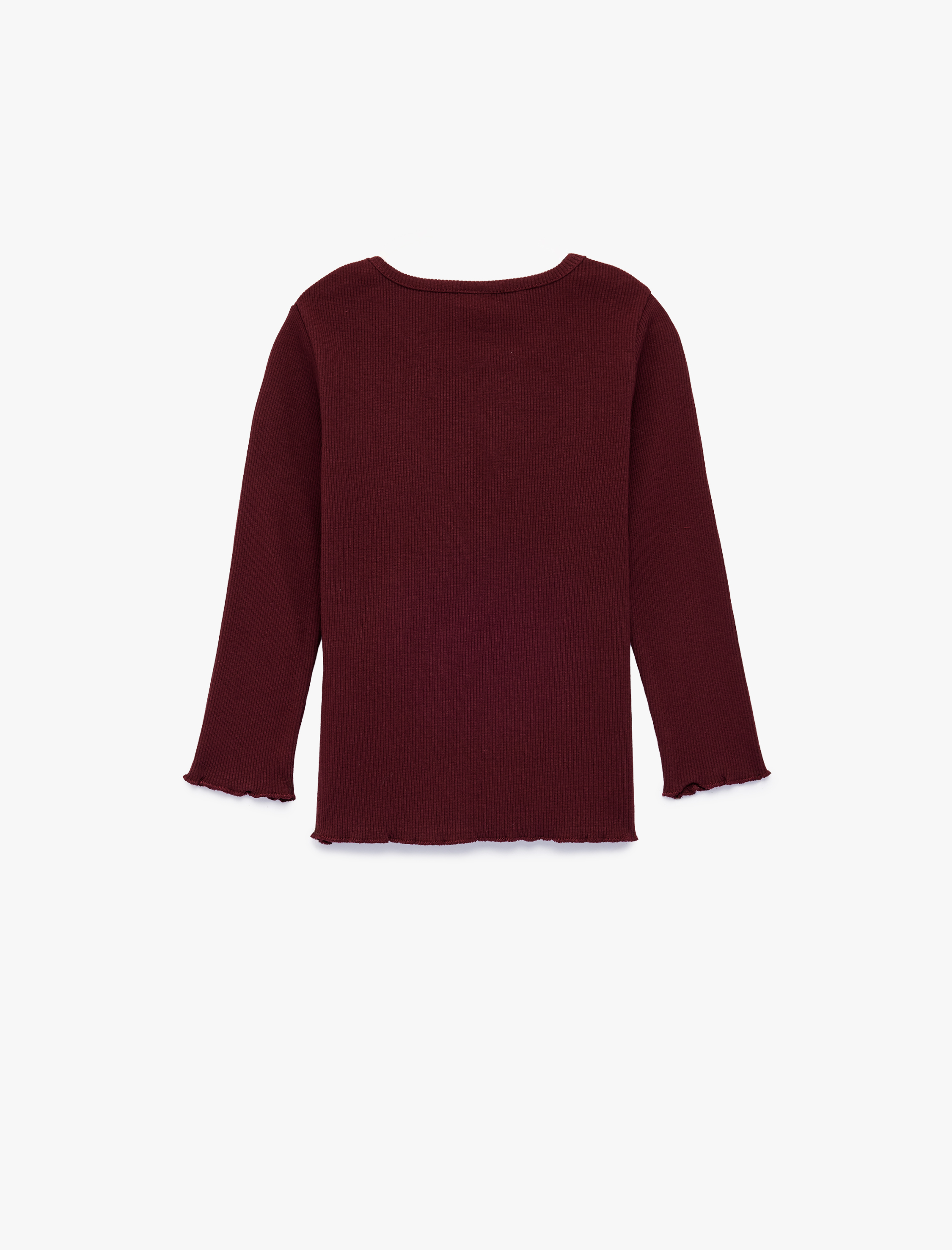  Kız Bebek Kalp Detaylı Uzun Kollu Bisiklet Yaka Pamuklu Tişört