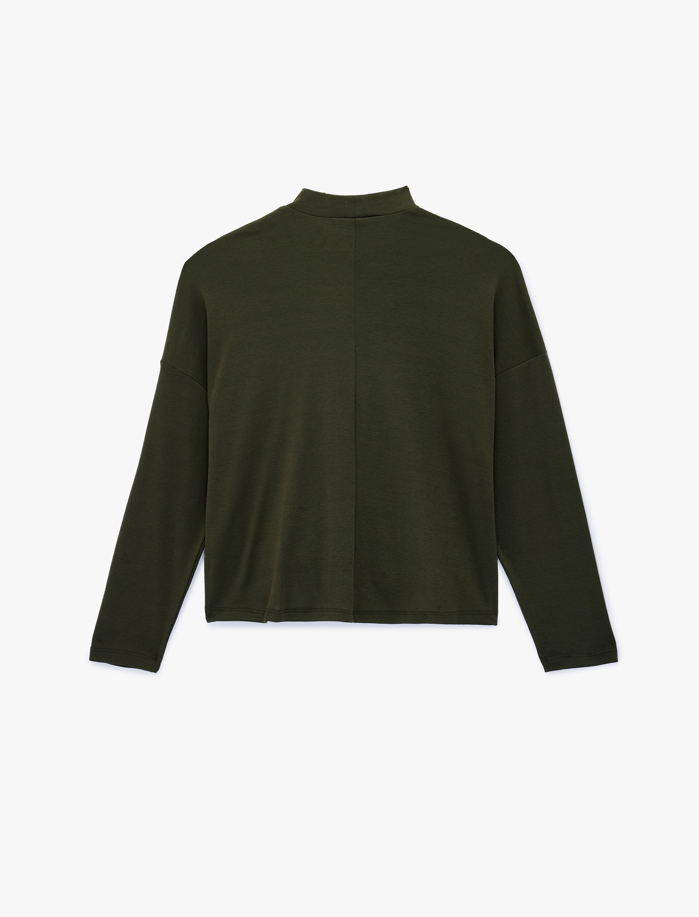   Uzun Kollu Düğme Aksesuar Detaylı Dik Yaka Triko Kazak