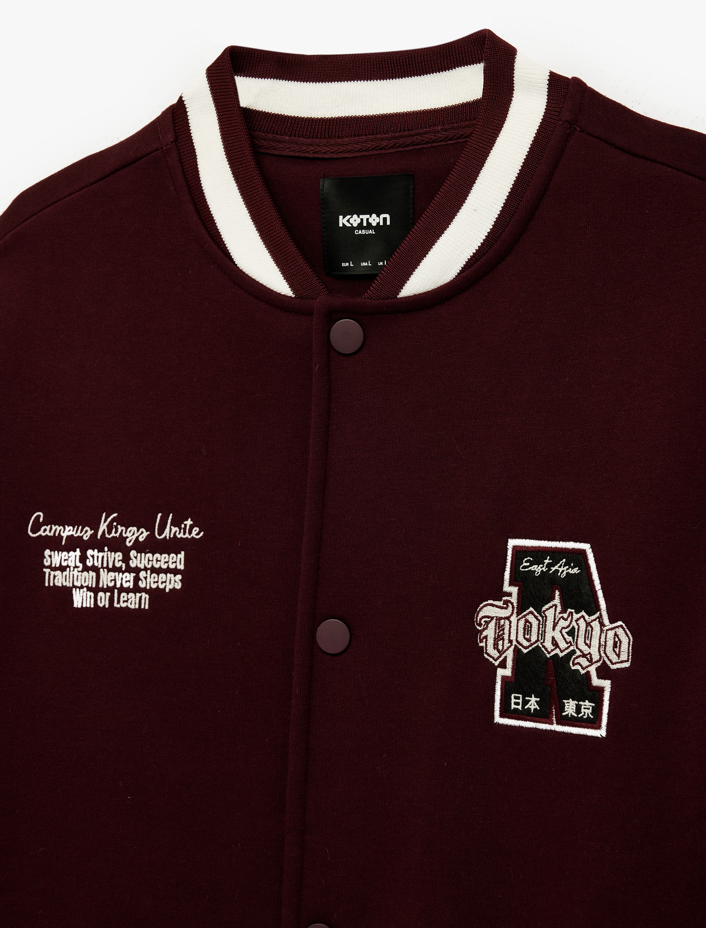   İşlemeli Çizgi Detaylı Çıtçıt Düğmeli Cepli Bomber Ceket