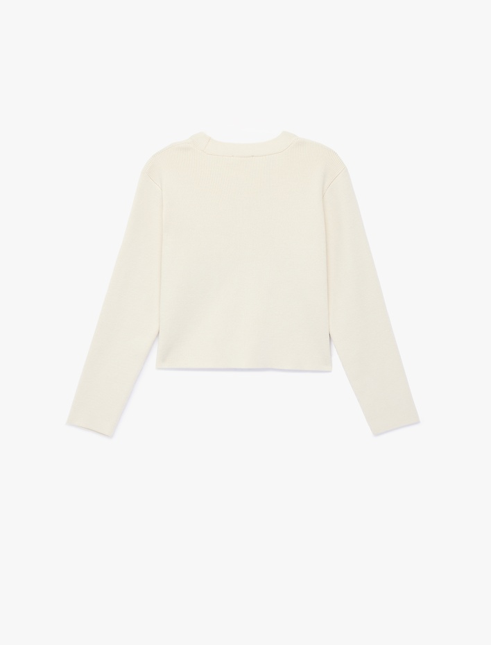 Kız Çocuk Uzun Kollu V Yaka Fiyonklu Triko Hırka