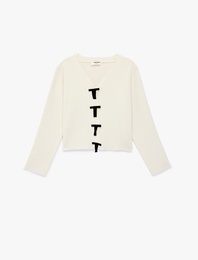 Uzun Kollu V Yaka Fiyonklu Triko Hırka