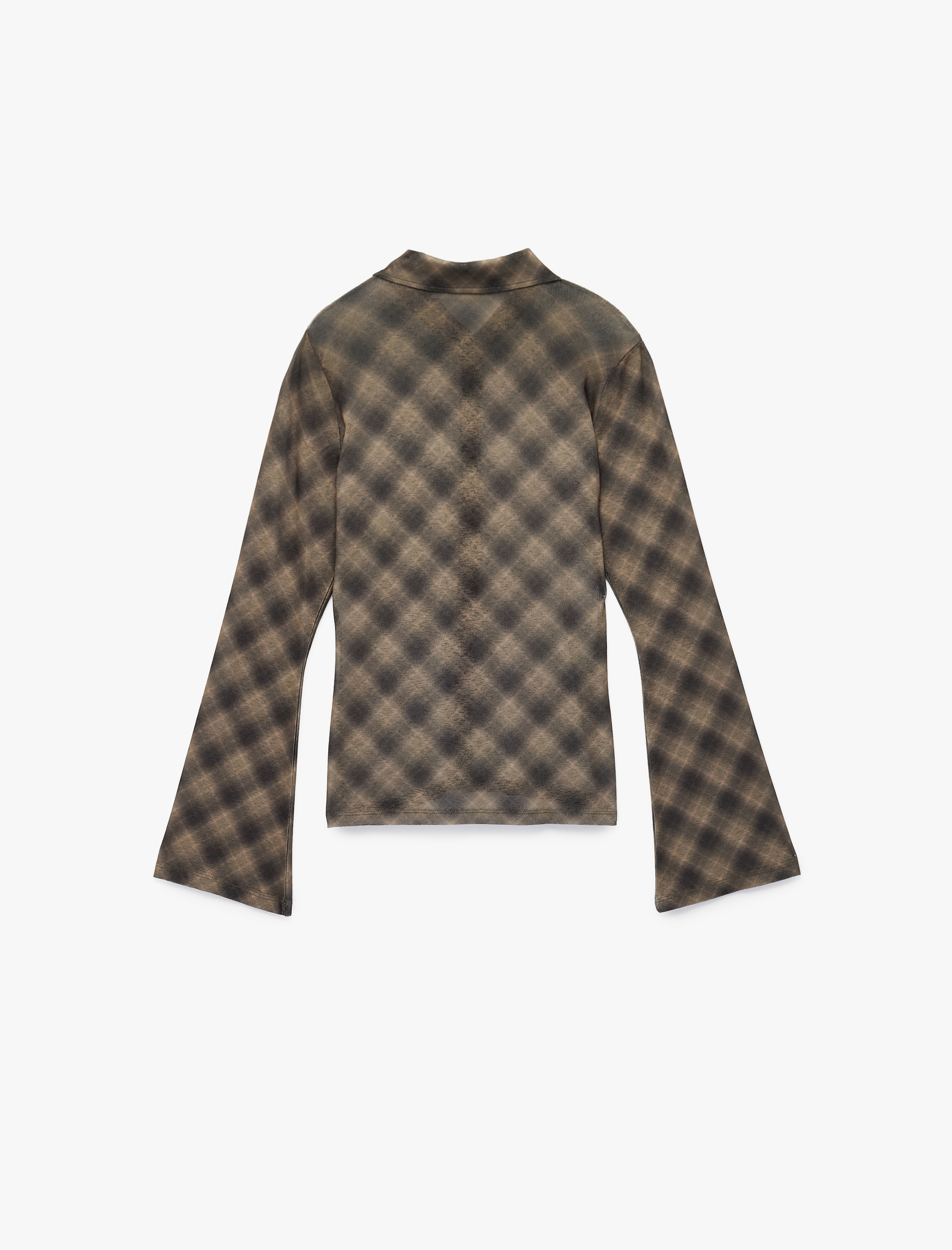   Klasik Yaka Düğmeli Slim Fit Ekoseli Tül Hırka