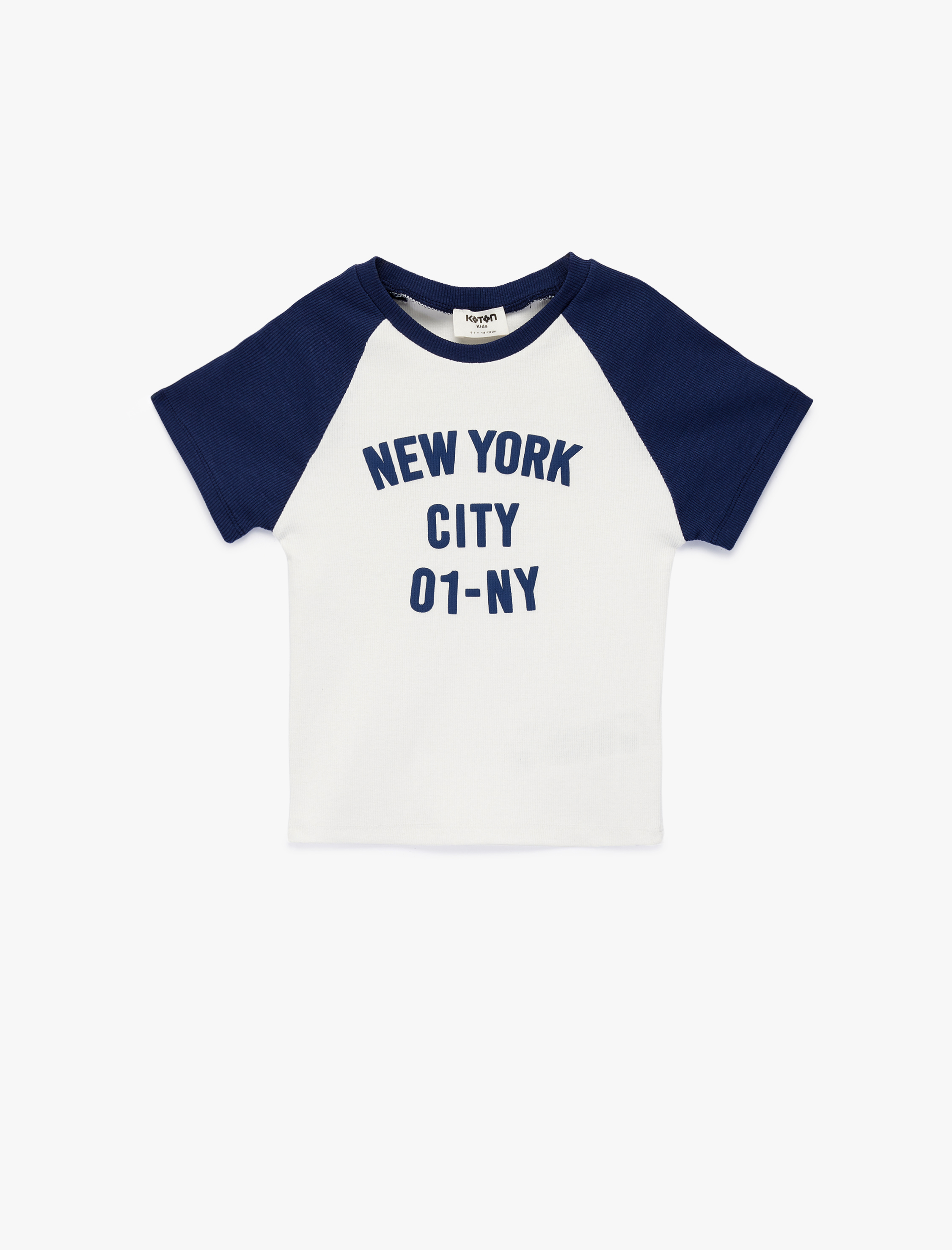  Kız Çocuk Bisiklet Yaka Kısa Kollu Pamuklu Baskılı Tişört