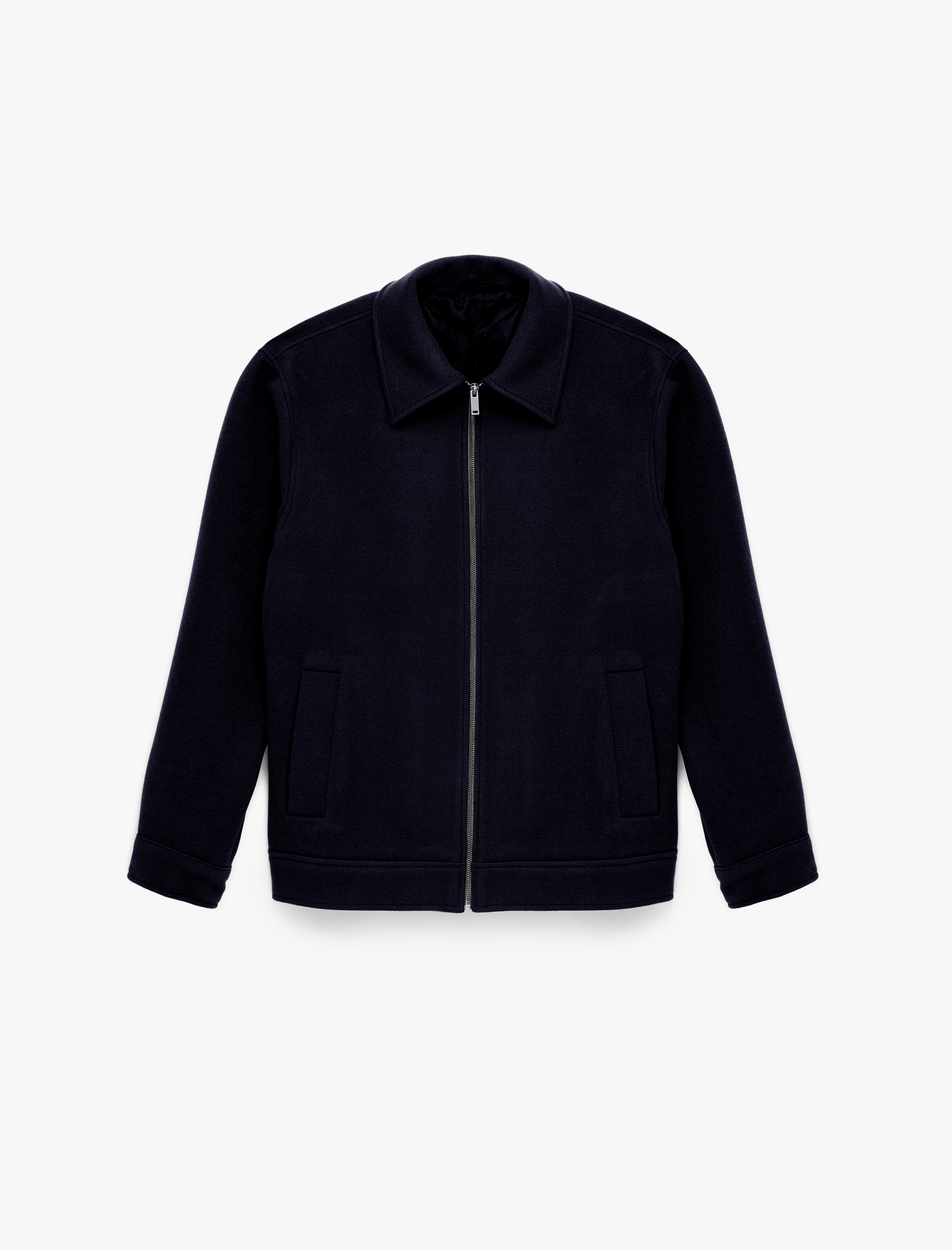   Regular Fit Cepli Gömlek Yaka Fermuarlı Kaşe Ceket