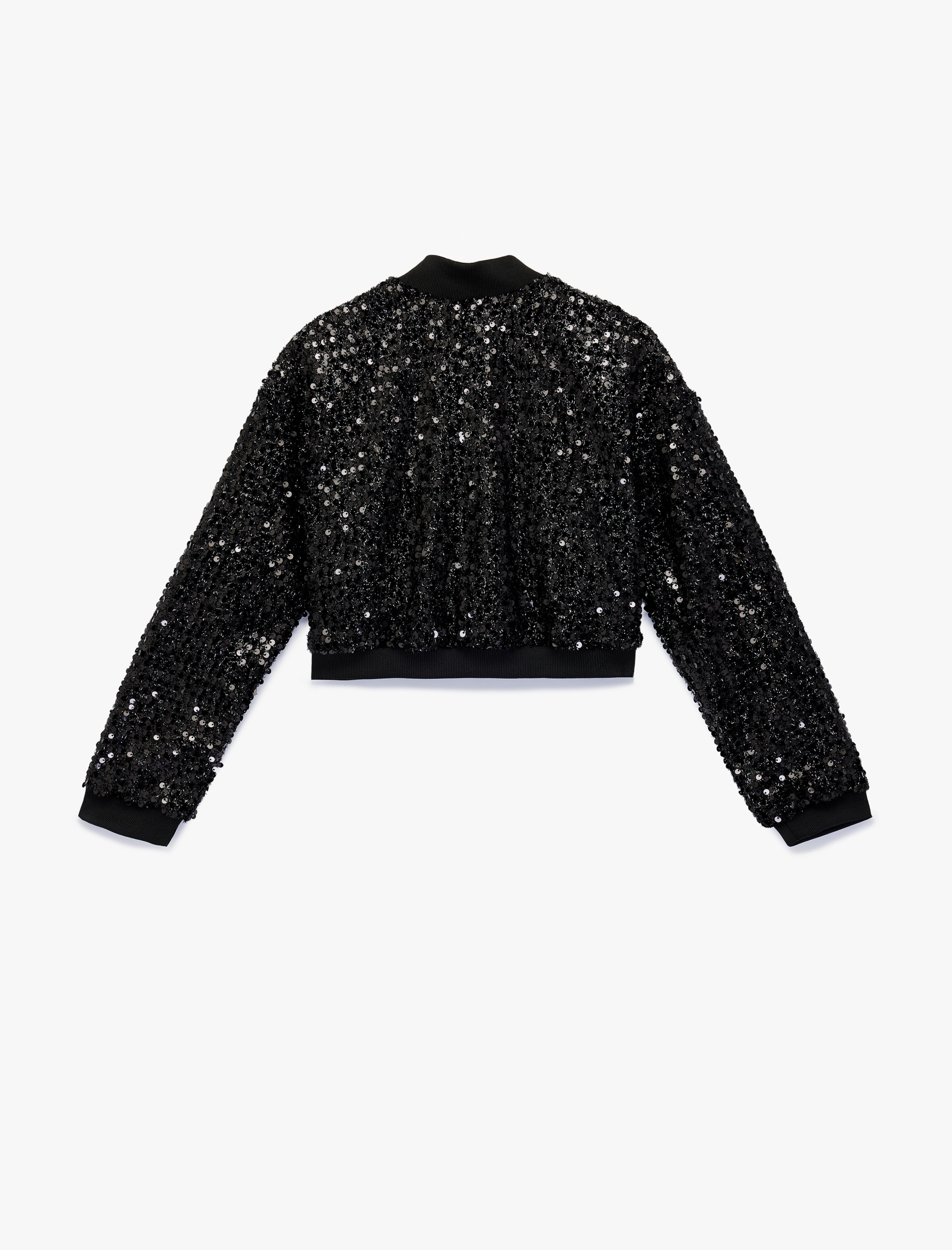  Kız Çocuk Uzun Kollu Pullu Payetli Fermuarlı Bomber Ceket