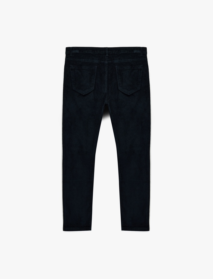  Pamuklu Normal Bel Cepli Fitilli Kadife Pantolon