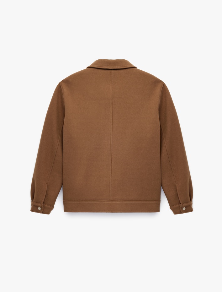  Regular Fit Cepli Gömlek Yaka Fermuarlı Kaşe Ceket