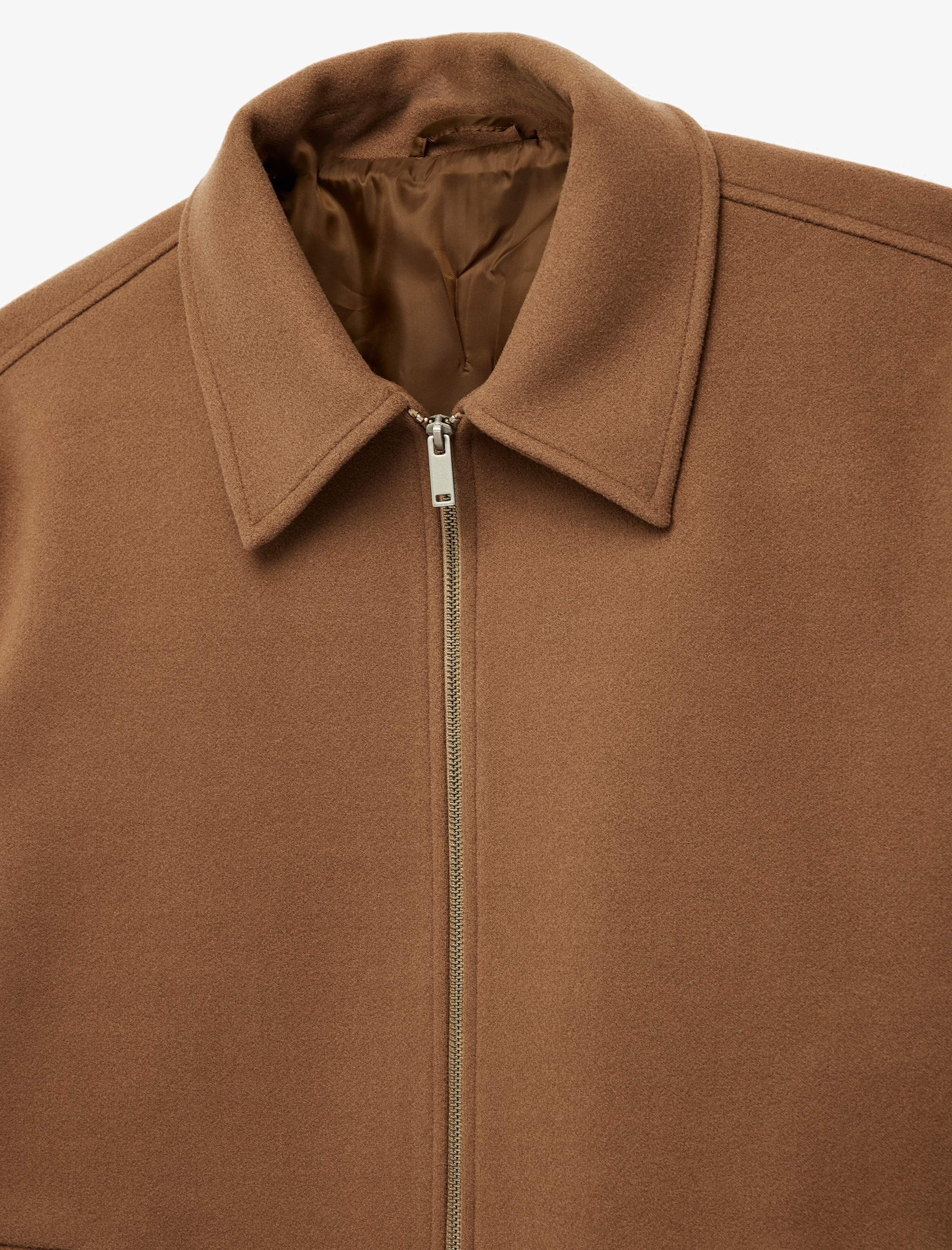   Regular Fit Cepli Gömlek Yaka Fermuarlı Kaşe Ceket