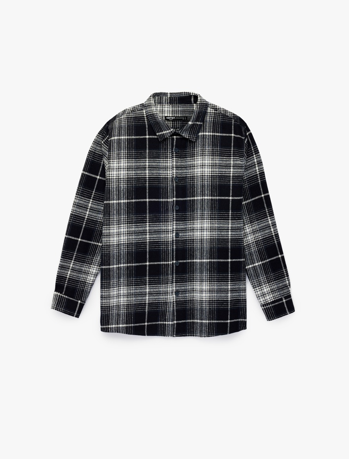  Regular Fit Klasik Yaka Düğmeli Uzun Kollu Oduncu Gömleği