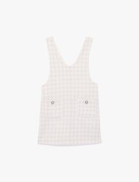 V Yaka Kolsuz Cep Detaylı Tüvit Jile Elbise