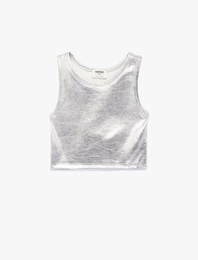 Pamuklu Kolsuz Bisiklet Yaka Slim Fit Parlak Atlet